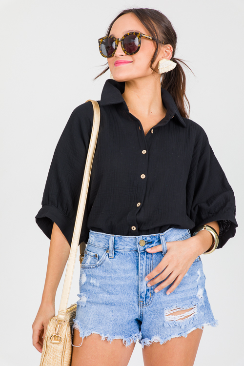 Oversize Gauze Shirt, Black