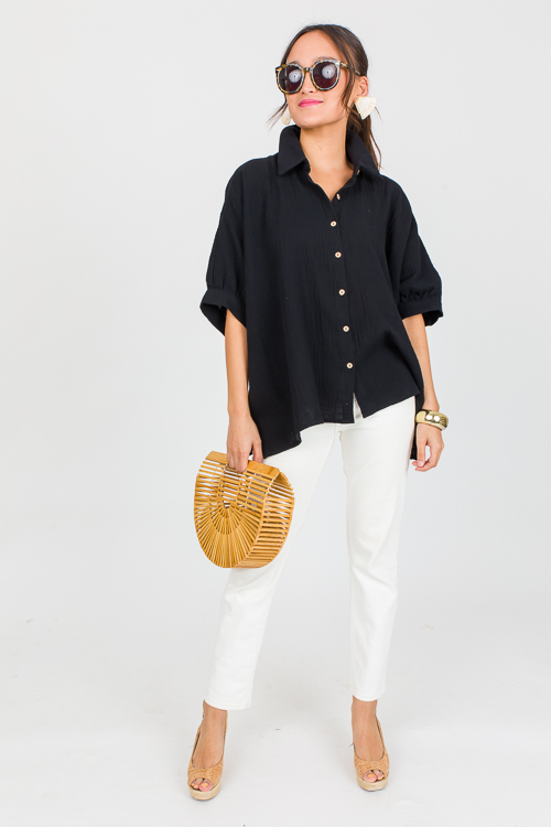 Oversize Gauze Shirt, Black