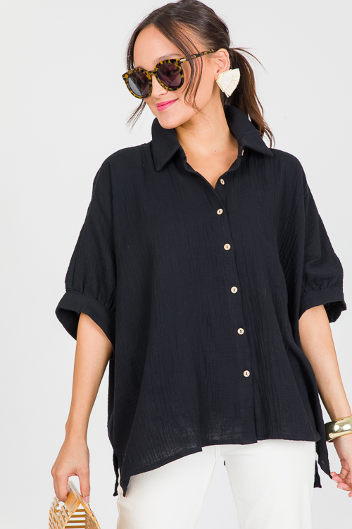 Oversize Gauze Shirt, Black