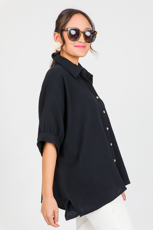 Oversize Gauze Shirt, Black