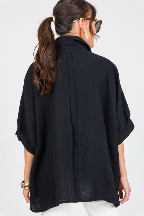 Oversize Gauze Shirt, Black