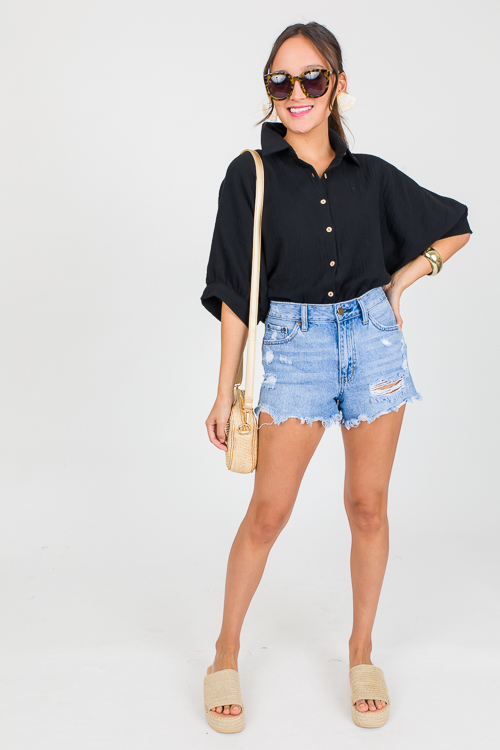 Oversize Gauze Shirt, Black