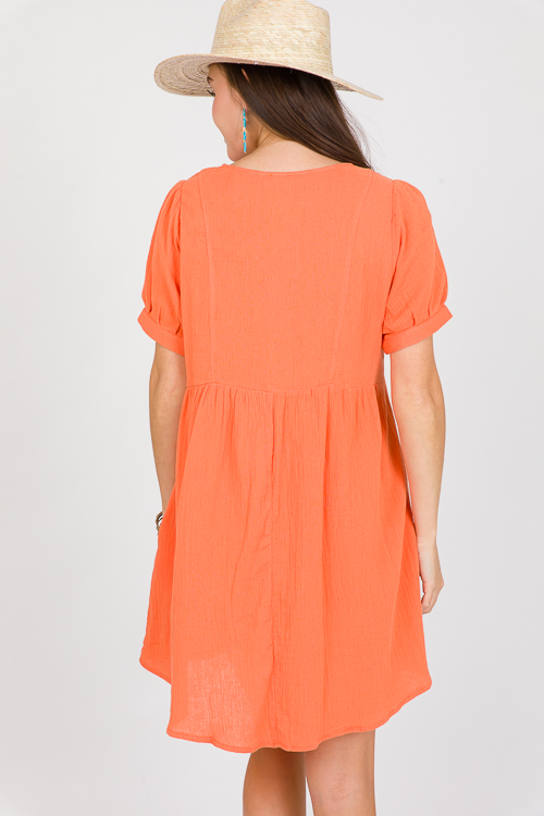 Be A Doll Gauze Dress, Orange SALE The Blue Door Boutique