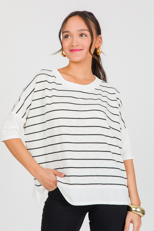 Boxy Stripe Tee, Ivory/Black