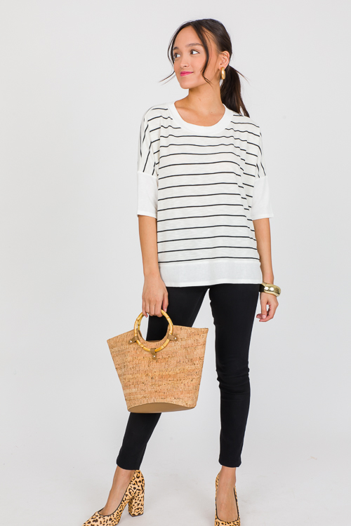 Boxy Stripe Tee, Ivory/Black