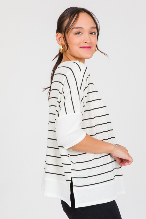 Boxy Stripe Tee, Ivory/Black