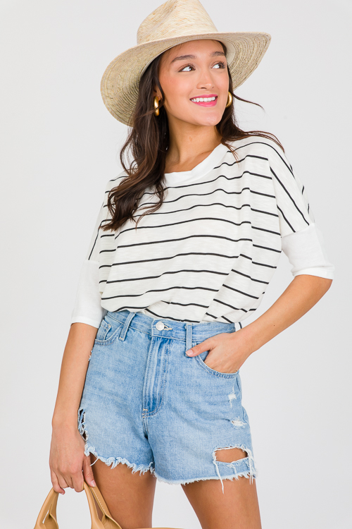 Boxy Stripe Tee, Ivory/Black