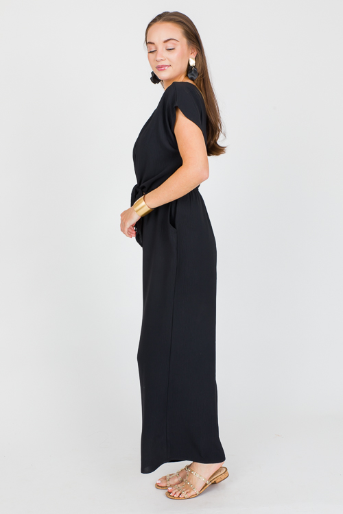 Tie Front Black Jumpsuit