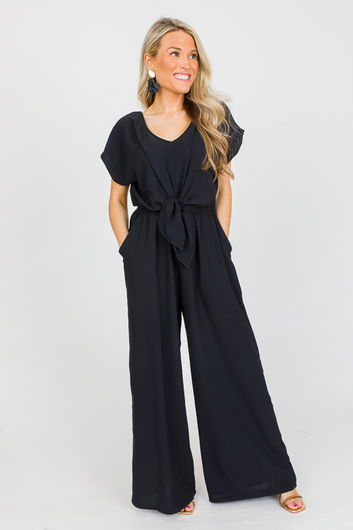 Tie Front Black Jumpsuit