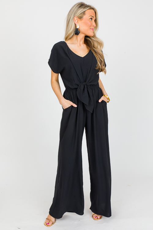 Tie Front Black Jumpsuit