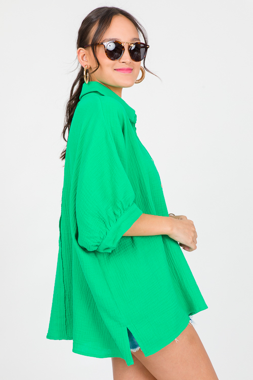 Oversize Gauze Shirt, Kelly Green