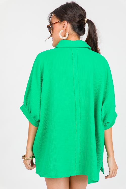Oversize Gauze Shirt, Kelly Green