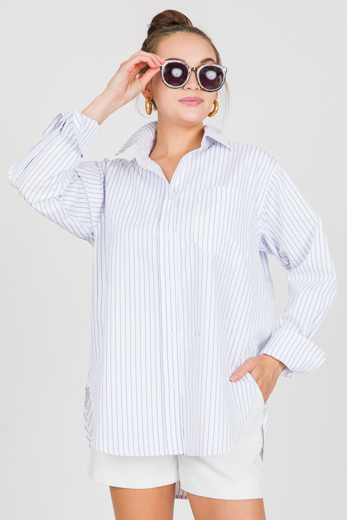 Oversized Pinstripe Shirt, White