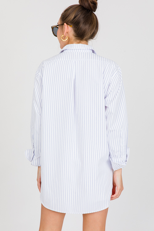 Oversized Pinstripe Shirt, White