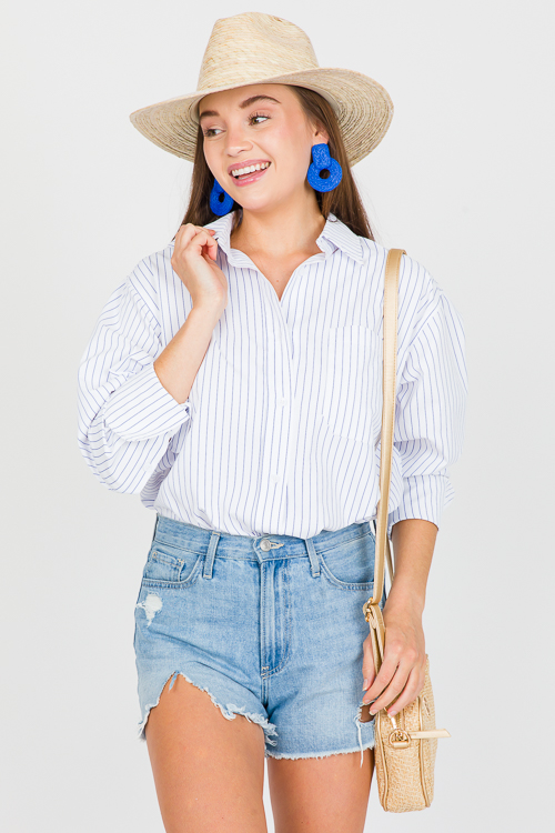 Oversized Pinstripe Shirt, White