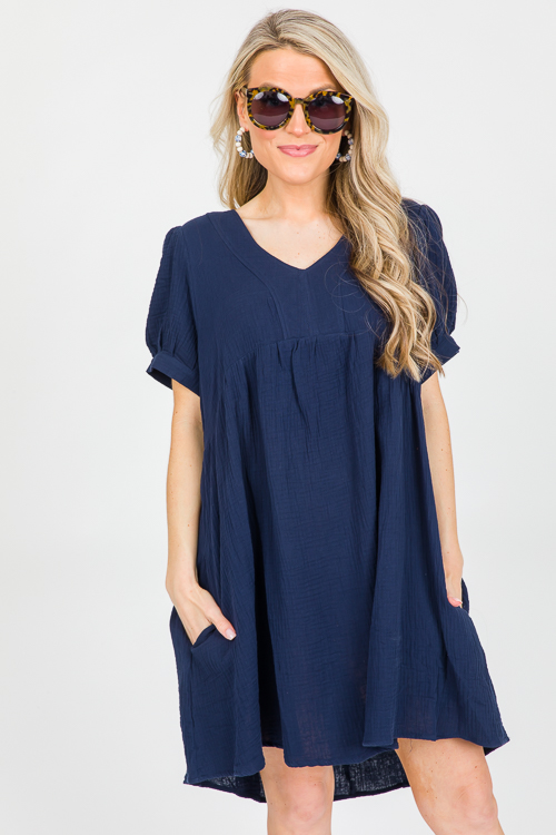 Be A Doll Gauze Dress, Navy