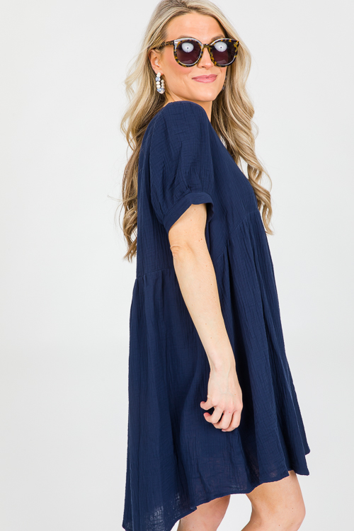 Be A Doll Gauze Dress, Navy