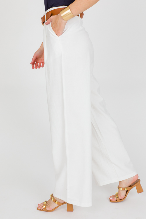 Belted Trousers, White