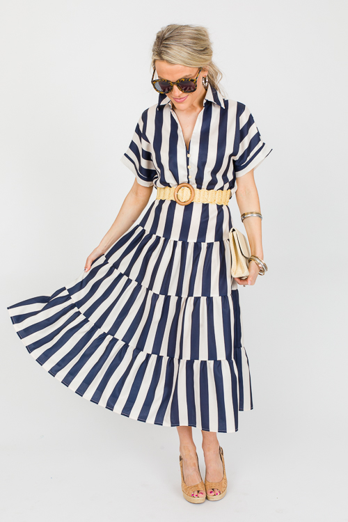 Striped Shirt Dress Midi