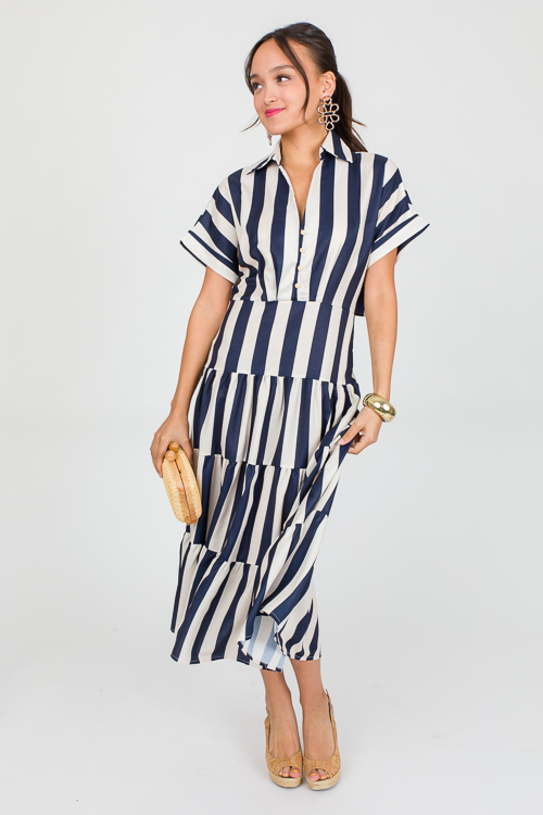 Striped Shirt Dress Midi