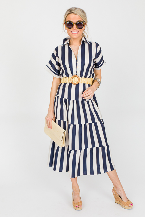 Striped Shirt Dress Midi