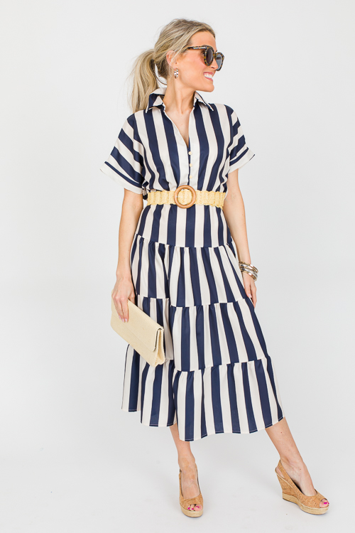 Striped Shirt Dress Midi