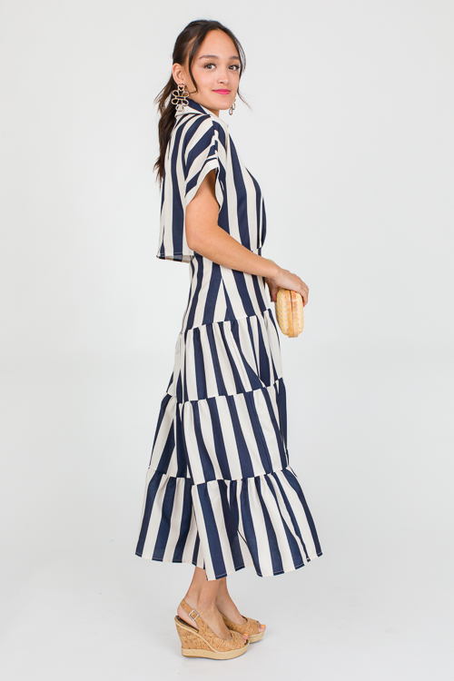 Striped Shirt Dress Midi