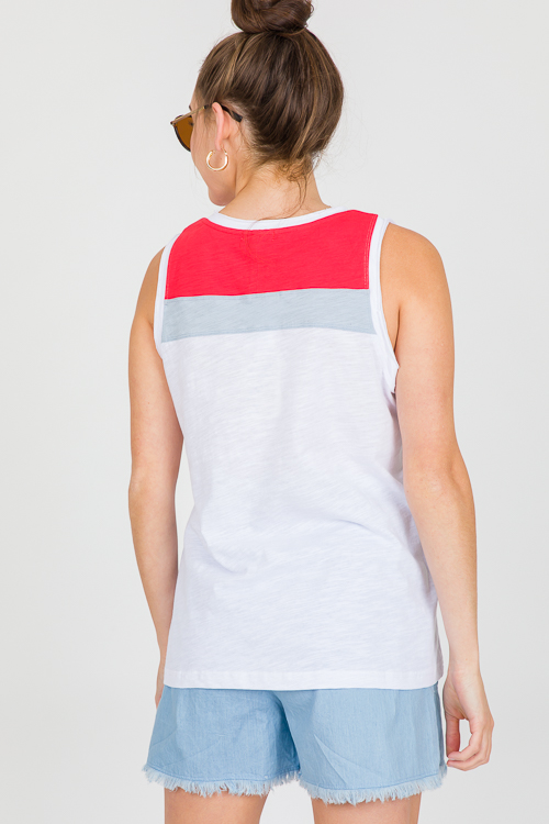 Colorblock Tank, White Combo