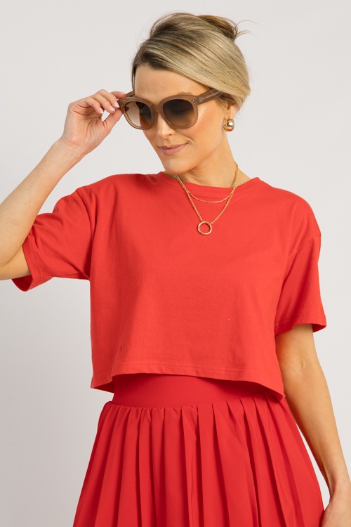 Easy Cropped Tee, Red