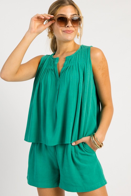 Pintuck Linen Shorts, Kelly Green - 0512-99p.jpg