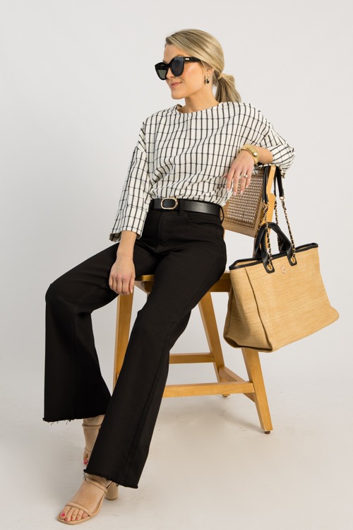 Cuff Sleeve Check Top, Black - 0513-107p.jpg