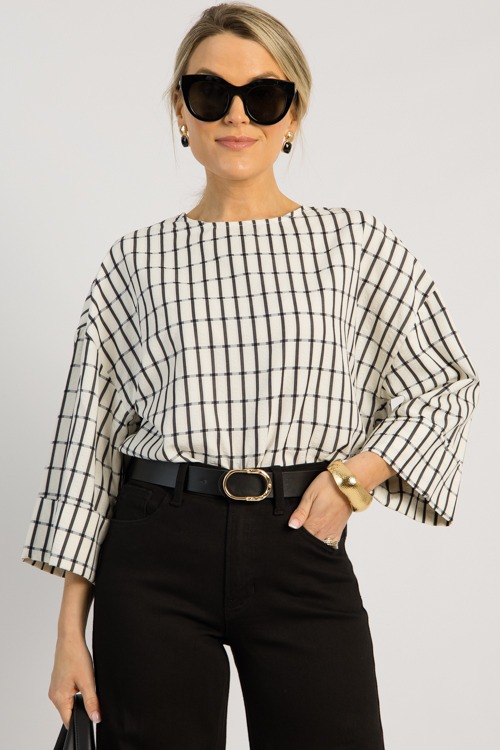 Cuff Sleeve Check Top, Black - 0513-114.jpg