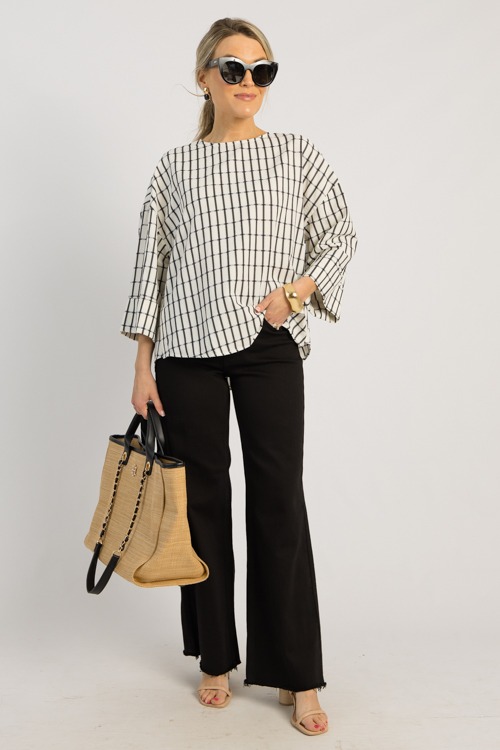 Cuff Sleeve Check Top, Black - 0513-116h.jpg