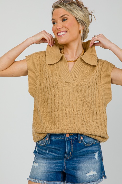 Ruthie Collared Sweater, Sand
