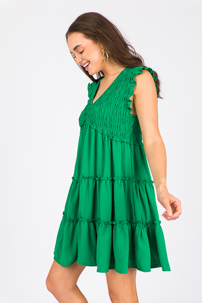 Ellie Ruffled Dress, Green