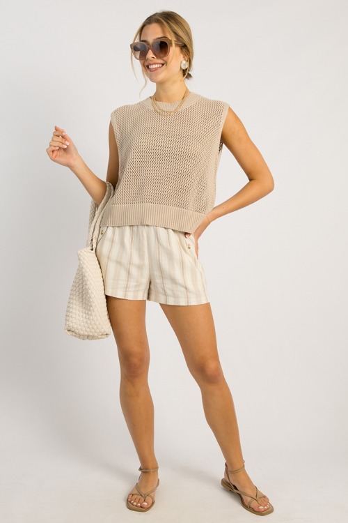 Flap Pocket Stripe Shorts, Taupe - 0514-121.jpg