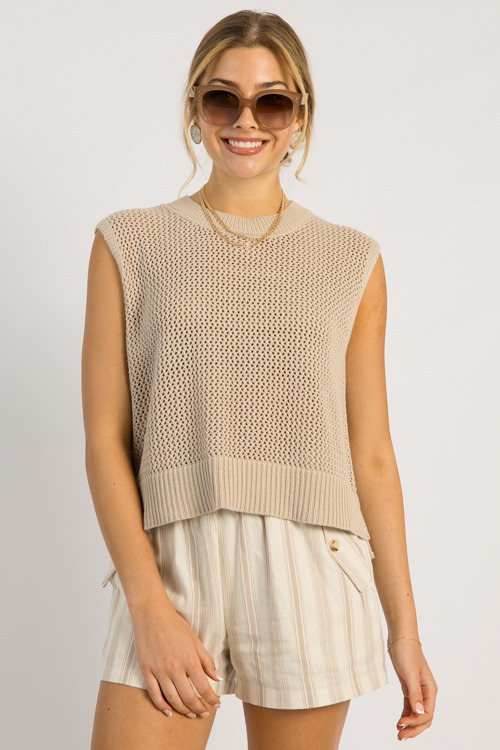 Flap Pocket Stripe Shorts, Taupe