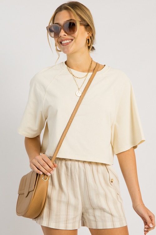 Flap Pocket Stripe Shorts, Taupe - 0514-129.jpg