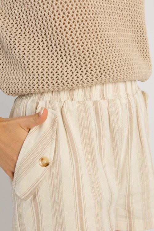 Flap Pocket Stripe Shorts, Taupe - 0514-134h.jpg