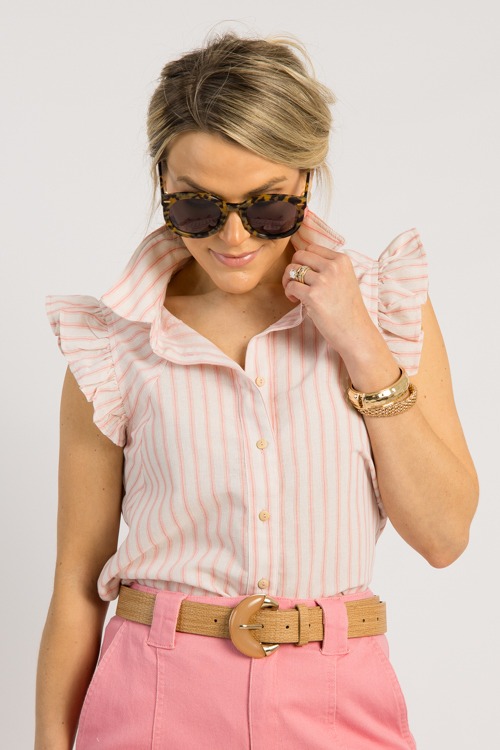 Remi Stripe Button Up, Pink