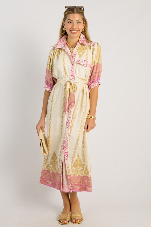 Iris Shirt Dress Midi, Pink