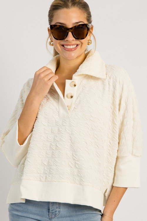 Donya Textured Pullover, Ivory