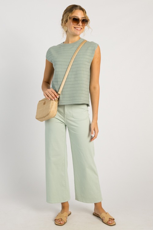 Texture Stripe SL Sweater, D. Sage