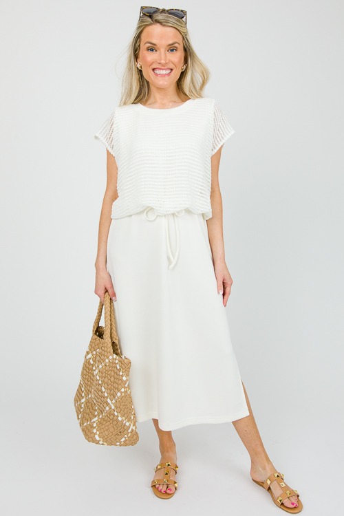 Creamy Soft Layered Midi, Cream