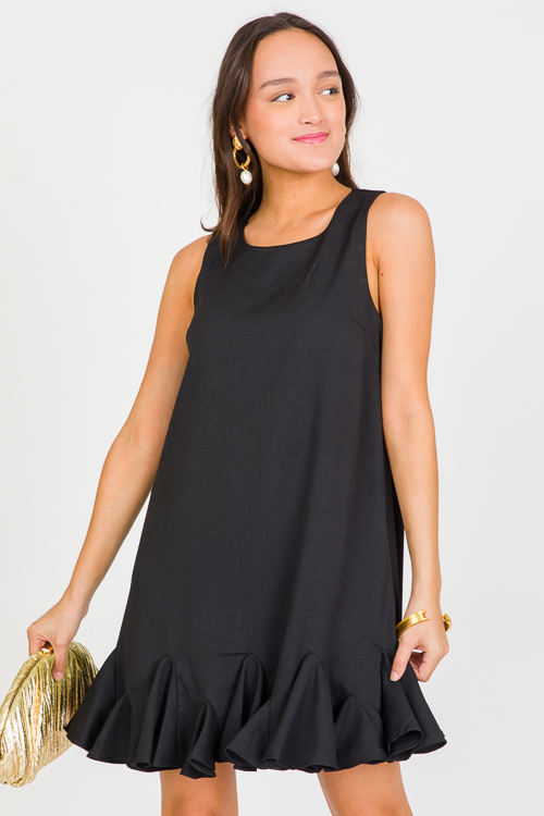 Flounce Hem Dress, Black