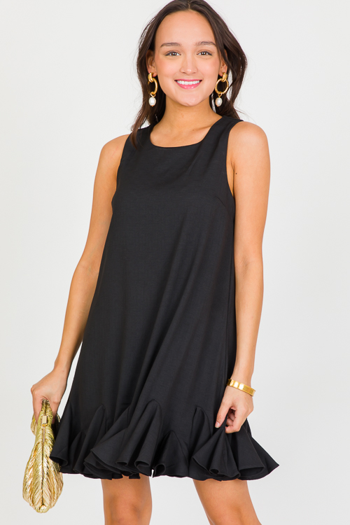 Flounce Hem Dress, Black