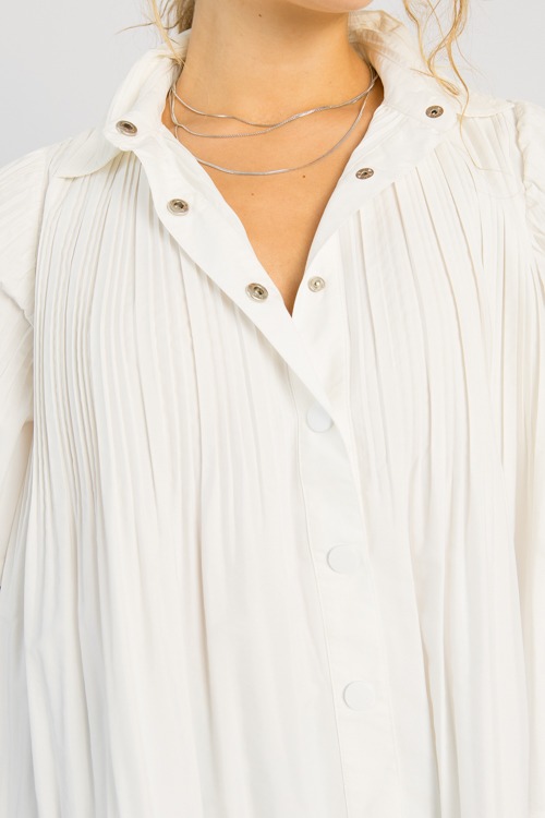 Pleated Button Down Blouse, White - 0515-129.jpg