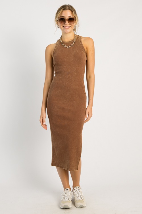 Agnes Rib Knit Midi, Chestnut