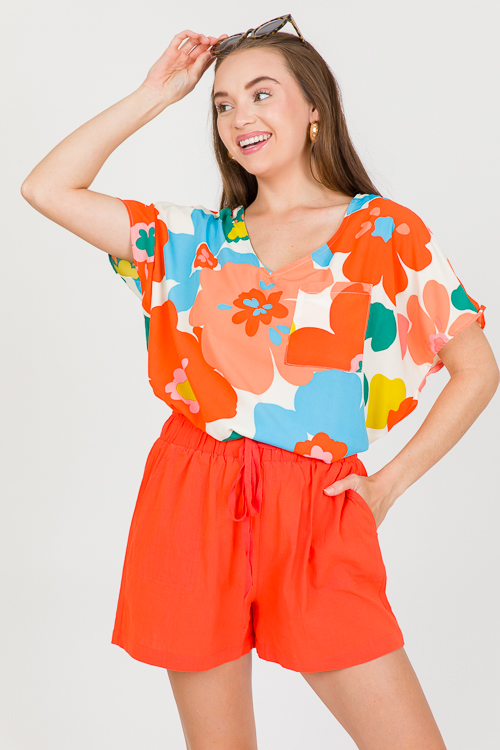 Oversize Floral V-Neck Blouse