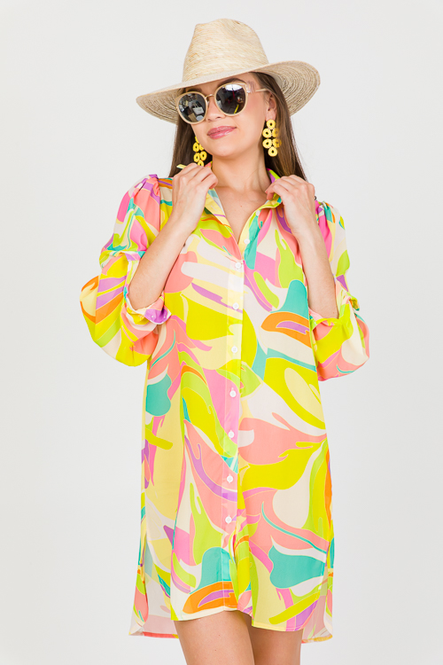 Summer Breeze Shirt Dress, Chartreuse